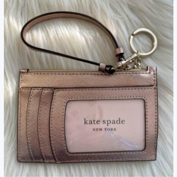 BNWT Kate spade small clutch metallic rose gold coin purse - Picture 3 of 4